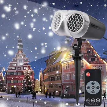 LED Snežinka Laserski Projektor Beli Snežni Stopnji Svetlobe Daljinski upravljalnik Nepremočljiva Vrt, Travnik Žarnice Božično zabavo Doma Dekor