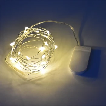 LED Niz svetlo Srebrne Žice Pravljice toplo bela Garland Doma Božič svate, Dekoracijo, ki ga Poganja Baterija testo