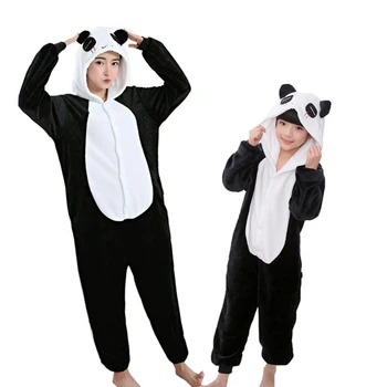Flanela Živali Samorog Panda Onesie Pižamo Žensk Toplo Pižamo Družino Ujemanja Obleke, Mati Hči Sleepwear