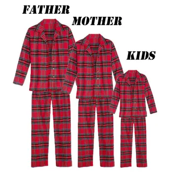 Družinski Božič Pižamo Nastavite Božič Rdeče Kariran Pižame Odrasle Ženske, Moški, Otroci Dolg Rokav Sleepwear Novo 2019 starši-otrok, Homewear