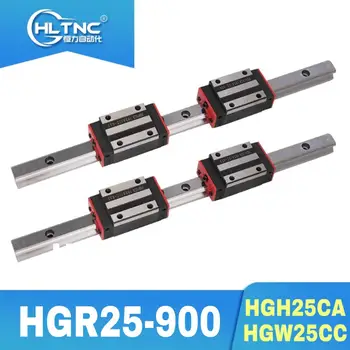 25 MM LINEARNI tirnice HGR25-900 mm 2 kos +4 kos Kvadratni tip prevoz, opremljenih blok HGH25CA/HGW25CC ZA CNC