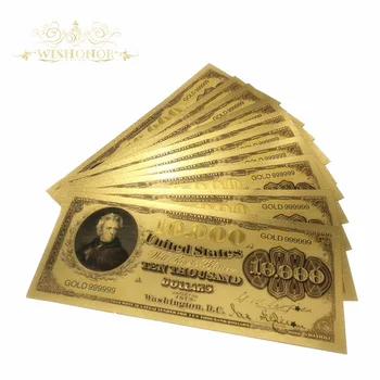 10pcs/veliko Lepo Ameriških Bankovcev v Leto 1878 USD 10,000 Dolarjev Bankovci v 24k pozlačeni Ponaredek papirnati Denar Za Zbiranje