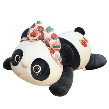 Nov 28-65 CM Kawaii Leži Panda z Lokom Plišastih Igrač Srčkan Mehko Polnjene Živali Blazino Lepo Darilo za Rojstni dan za Otroke Dekleta