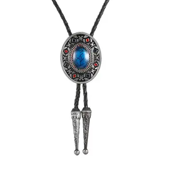 Modro turkizen Bolo kravato, za ženske ženske Ročno Zahodni Umetnosti Indijski Zlitine Kravatni silvr star Pentagram