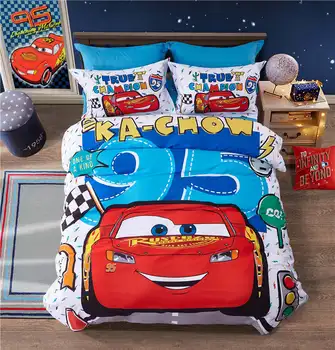 Disney risanke posteljnina strela Mcqueen avto posteljno perilo otrok doma tekstilne jeseni, pozimi bedspread queen size postelja nastavite 4pcs vroče prodaje