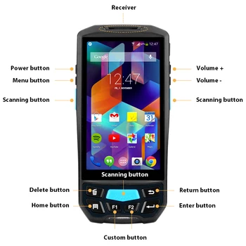 5 Palčni Industrijski Android Krepak Data Collector Terminal Brezžično tehnologijo NFC Wifi Bralnik Črtnih kod UHF RFID PDA optični bralnik s čitalcem Prstnih