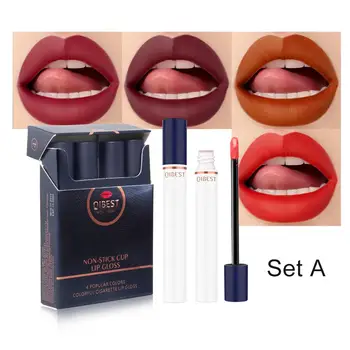 4 Barve Žamet Mat Lip Gloss Trajne Nepremočljiva Cigaret Lipsgloss Meglo Površine Seksi Gola Šminka Maquillaje Batom TSLM