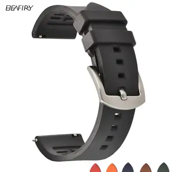 BEAFIRY Hitro Sprostitev Watch Trak 19 mm 20 mm 21 mm 22 mm 24 mm Fluoro-Silikonske Gume Traku Watchband Rjava Oranžna Črna Nepremočljiva