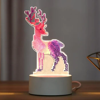 DIY Risanka Živali LED Diamond Slikarstvo Noč Svetlobe Žarnice Posebno Oblikovan Sveder Diamantni Vezenje Navzkrižno Šiv Lučka Lučka