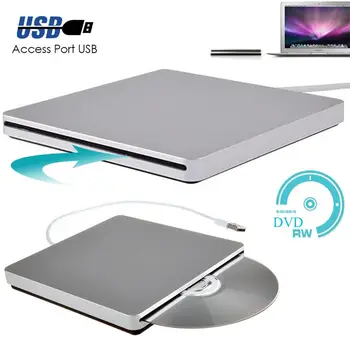 USB Slim External DVD-RW CD Pisatelj Pogon Gorilnika Bralec Predvajalnik Optičnih Pogonov Za MacBook Air Pro Za iMac Za Win8 Laptop PC