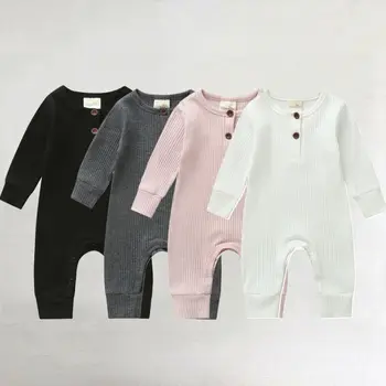 Baby Romper 2019 Newborn Baby Boy, Girl Obleke Long Sleeve Solid pletenje Romper Jumpsuit Obleko Set