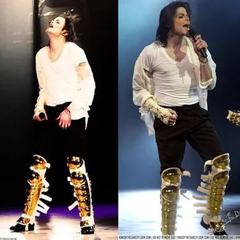 Redki MJ Michael Jackson Klasični Zlati Ročno Zgodovina Noge Matel Stražar Oklep Kneepad Koncert Fazi Ples Dvorana