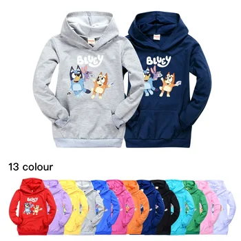 Otrok priložnostne žep pulover bingo bluey fantje in dekleta hooded vrh hoodies za teen dekleta fant majica 5-15Y