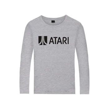 ATARI Logotip Atari Natisnjeni Dolg Rokav T-shirt Arkadna navdušence Atari Igre Prevelik Dolgo Majica s kratkimi rokavi Moški Pomlad Bombaž Tees