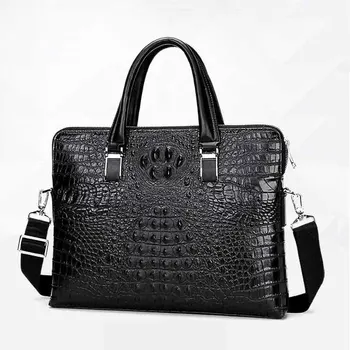 Luksuzne blagovne znamke krokodil vzorec pravi cowhide modra laptop torba 15-palčni rjava prenosni slung črno aktovko nov modni vroče prodaje