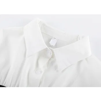 S-XXL korejski Luč Rokav Ruffles Mozaik Pletene Elegantno Belo Srajco Ženske 2020 Jeseni Formalno OL Bluzo Za Ženske Vrhovi