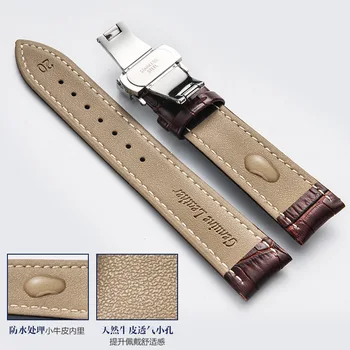 Watchband 18 mm 19 mm 20 mm 21 mm 22 mm 24 mm Tele Pravega Usnja Watch Band Aligator Zrn Watch Trak za Tissot Seiko