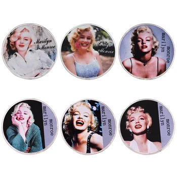 6pcs/set Znameniti Zvezda Marilyn Monroe 999.9 srebrnik Kovinske Obrti Srečno Novo Leto, Darila Spominski Kovanec z Leseno Škatlo