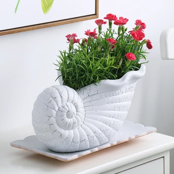 Ustvarjalne Lupini Conch Cvetje Vaza Doma Bele Keramične Obrti Sobi Okraski Vino Hladilnik Cvetje Pot Porcelan Figurice R1766
