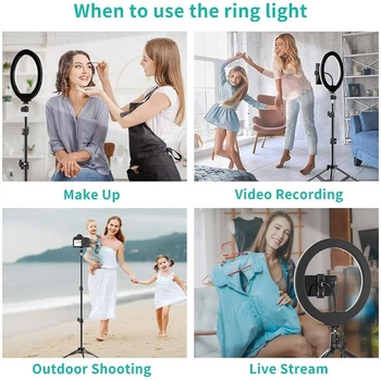 26 cm LED Selfie Obroč Svetlobe Krog Fill Light RingLight Zatemniti Lučka Trepied Fotografija Namizni Telefon Stojalo Držalo za Stativ Mini