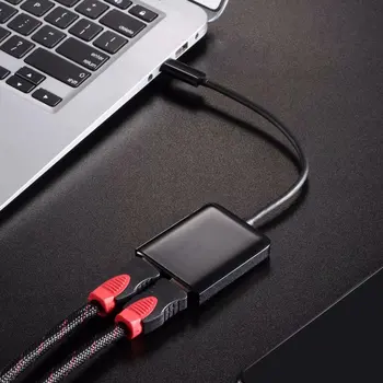USB Tip C do Adapter HDMI Tip C 3.1 Moški Dvojni HDMI Ženski Pretvornik 4K 30Hz UHD Video Kabel za Macbook Dell