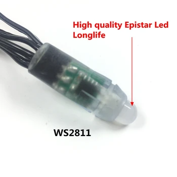 50pcs 5/DC12V 12 mm WS2811 IC RGB Led, Pixel Modul Niz Črno žico IP68 Vodotesen Digitalno Barvno LED Luč Pixel