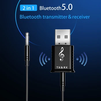 Bluetooth 5.0 Avdio Oddajnik Sprejemnik 2 v 1, USB, Bluetooth Oddajnik Mini 3,5 mm Stereo AUX Za TV PC Avto Brezžični Adapter