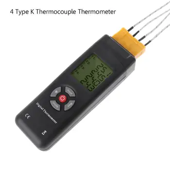 4 Kanal K Tip Digitalni Termometer Termočlen Senzor Temperature Tester LCD Osvetlitev ozadja