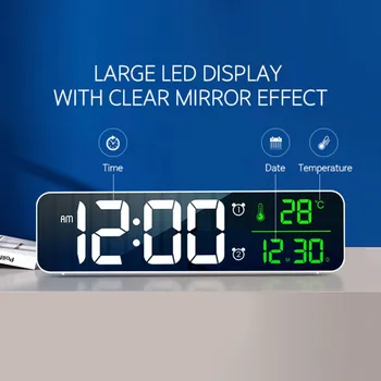 LED Budilka Gledati Z USB Vrata Tabela Digitalna Ogledalo Budilka Pazi Za Spalnice Snooze Funkcijo Elektronske Desk Ure