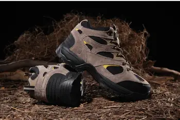 Na prostem pohodništvo škornji mens pravega usnja Proti trčenju jekla toe glavo treking čevlji Antistatic lov delovni škornji moški 등산화