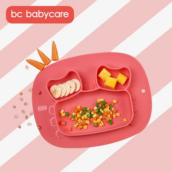 BC Babycare Enega Kosa Silikonski Sesalna Toddlers Placemat Ploščo Razdeljena Baby Hranjenje Pladenj in Jed 3-Predel Ploščo za Otroke