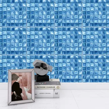 10pcs/set 3D Vodoodporno Samolepilni Mozaik Stenske Ploščice Nalepke PVC Izmenljivi Modro Ozadja, Kuhinjo, Kopalnico Doma Dekoracijo