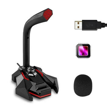 Dinamični Žično Igra Kondenzatorski Mikrofon USB Studio Gaming PC 360 Mikrofon za Računalnik Namizni Strokovno Dvojno Mic LED