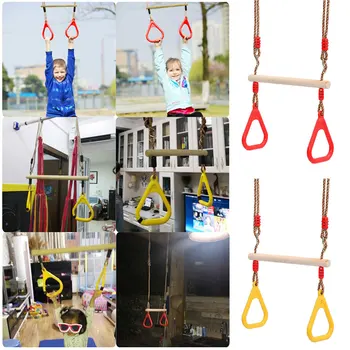 Otrok Trapezu Swing Multi-funkcijo Leseni set za Igranje S Plastičnimi Obroči Gimnastični Obroč