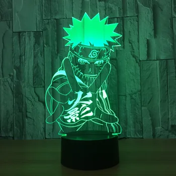 Anime Naruto Lučka Uzumaki LED Nočna Lučka Sasuke Kakashi Hatake Otroci Spalnica Nočna Itachi Uchiha 3D Lučka Otrok Božič Darilo
