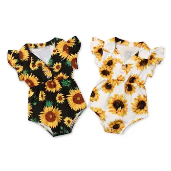 2019 Novega Dojenčka Newborn Baby Dekle Sončnično Romper Jumpsuit Poletne Obleke Sunsuit