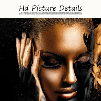 Dekorativne Slike, Plakate Stenska Slika Skandinavskih Afriške Umetnosti Črna in Zlata Ženska Platno Slikarstvo Sliko za dnevno Sobo