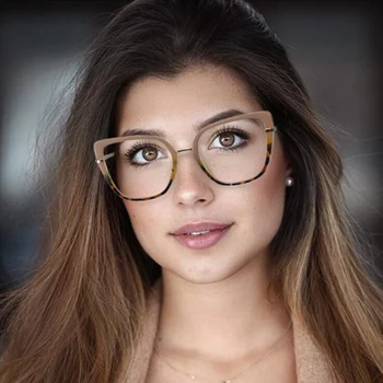 2021 Letnik Kovinskih Kvadratnih Anti-modra Očala Okvir Ženske Modni Leopard Pregleden Očala Ženska Očala Oculos Feminino