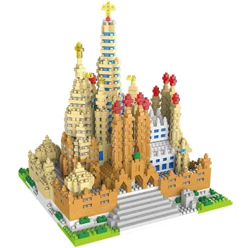 LOŠKI Mini Bloki Svetovno Znane Arhitekture Sagrada Družino Diamond Cerkev Model Gradnik Opeke Igrače za Otroke