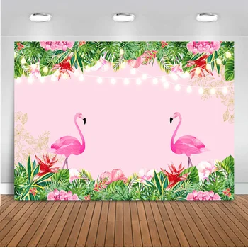 Fotografija Flamingo Ozadje Cvetlični Poletje Tropskih Stranka Foto Ozadje Dekoracijo Džungle Listi Zelene, Roza Kulise