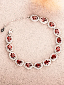 Naravni Granat，rdeče gem，925 sterling srebrna zapestnica za ženske，uxury Nakit 2020,božično noč Čarovnic，ženska dodatki