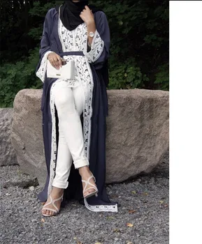 Elegantno Odpiranje Abaya Ženska Čipke Gladko Obleko Plus Velikost Ohlapno Obleko Odraslih Muslimani Tam Kaftan Jilbab Oblačila