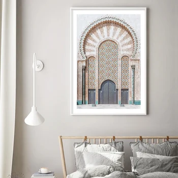 Trendy Mint Mosquee Monako Kaktus Galerija Krajine Plakat Platno Tiskanje Slik Wall Art Slike za Dnevni Sobi Doma Dekor