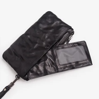 AETOO Moške ročno retro dolgo denarnice, vodja usnje priložnostne kartice vrečko, trending torbici, ženske mobilni telefon vrečko