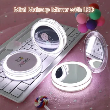 Mini Ličila Ogledalo z LED Ročne Krat Majhen Prenosni USB Povežite Kabel Chargeableable Kozmetičnih Ogledal Srčkan Ogledalo za Dekle