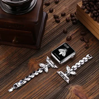 Diamond Nosorogovo iz Nerjavečega Jekla, Trak Za Apple Watch 6 SE Band 44 mm 40 mm iWatch Serije 5 4 Watchbands Za Applewatch 3