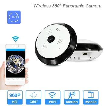 960P IP Kamera, Wifi Kamera 360-Stopinjski Panoramski Home Security dvosmerni Audio Night Vision Fisheye nadzorna Kamera SD Kartico
