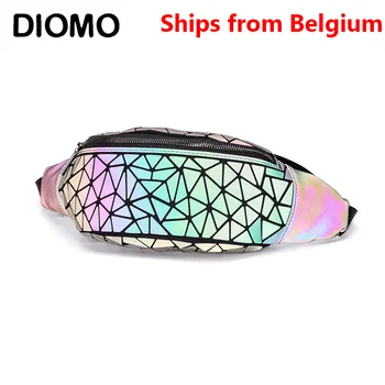 [Ladje iz Belgije] DIOMO Fanny Paketi Pasu Paket za Ženske Holografska Svetlobna Potujete Bum Vrečko