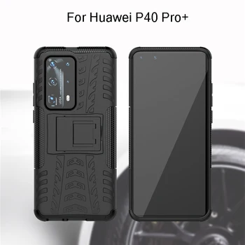 ShockProof Primeru Za Huawei P40 Lite E P 40 Pro+ Plus Primerih Oklep Stojalo Telefon Kritje Za Huawei P40lite 5G Primeru Hibridnih PC+ Silicij