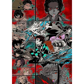 DIY Diamond Slikarstvo Wall Art Demon Slayer Kimetsu Ne Yaiba Navzkrižno Šiv Slike Anime 5d Vezenje Mozaik Ročno Dom Dekor